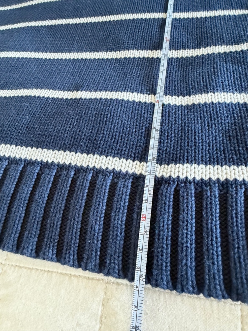 Quince Navy and White Stripe Crewneck Sweater - Picture 7 of 8